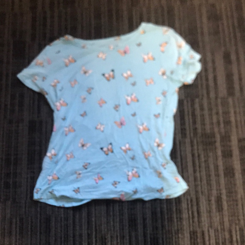 Blue butterfly top